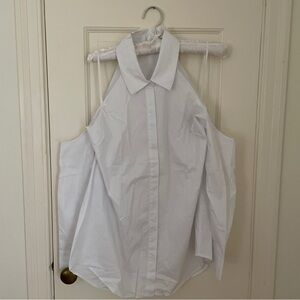L’AGENCE Morgan Cold Shoulder Button Up Blouse, White, Medium
